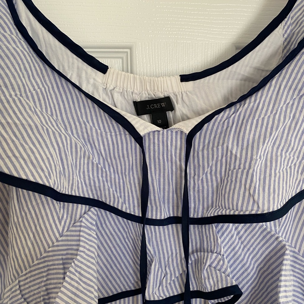 J. Crew Pinstripe Ruffle Tank Top - Picture 3 of 6